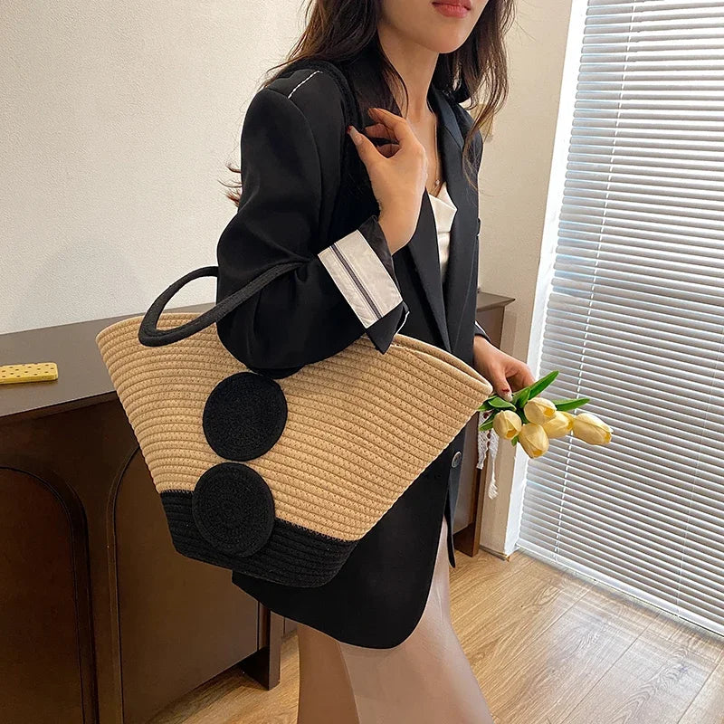 Fashion Large Tote Straw Handbags Designer