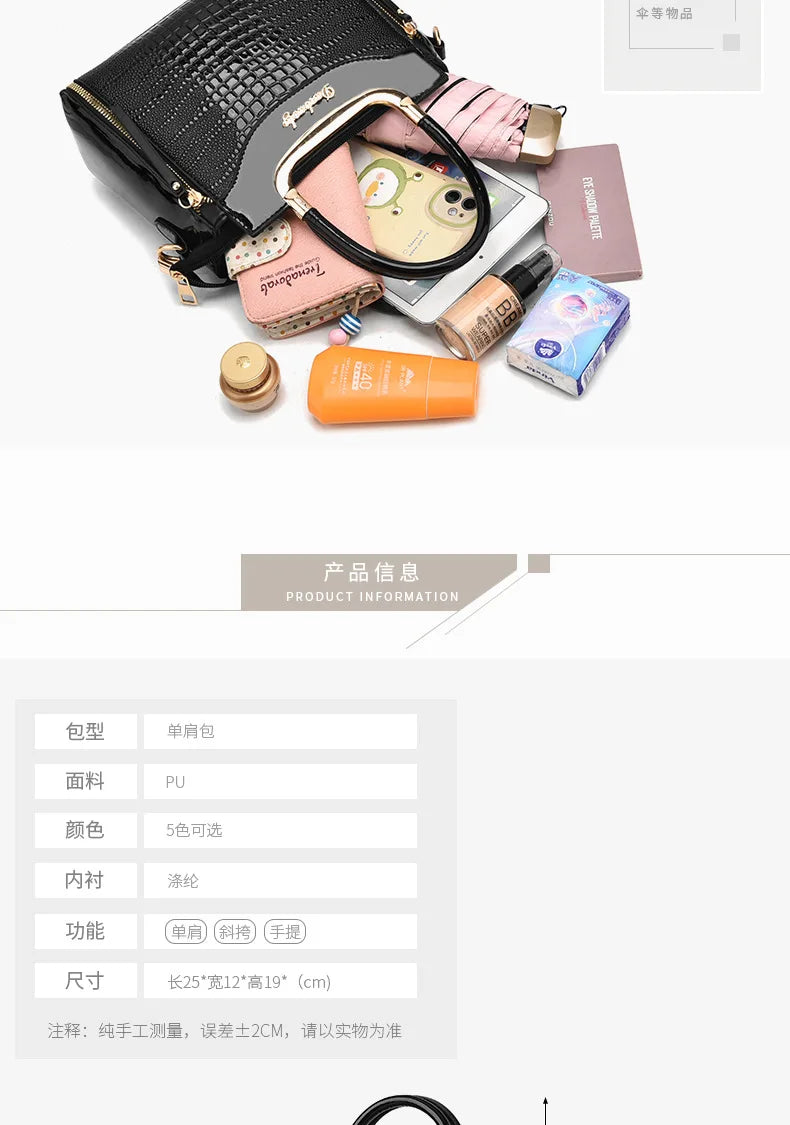 Women Bags Designer Luxury Patent Leather