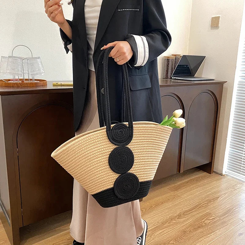 Fashion Large Tote Straw Handbags Designer