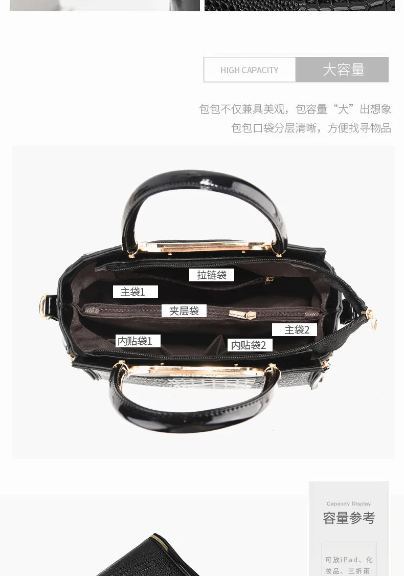 Women Bags Designer Luxury Patent Leather