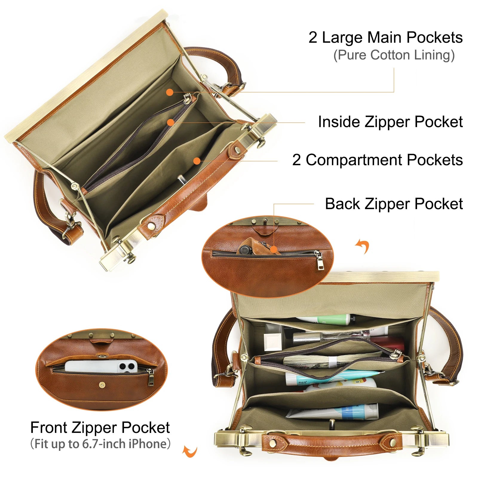 CONTACT'S Genuine Leather Top Handle Bags